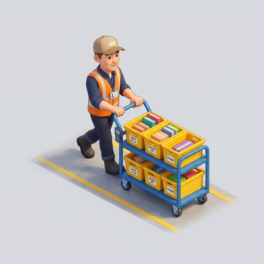 Isometric Order Picker with Cart